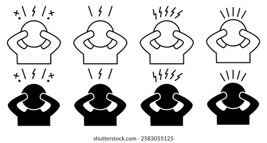 Stress or anxiety Icon Set. Stress or anxiety Vector Icon in line style design. Stress or anxiety 