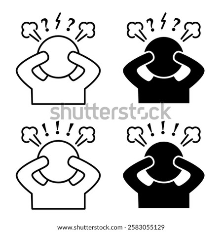 Stress or anxiety Icon Set. Stress or anxiety Vector Icon in line style design. Stress or anxiety 