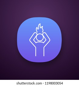 Stress app icon. UI/UX user interface. Frustration. Working burnout. Anger. Angry person. Emotional stress symptom. Web or mobile application. Vector isolated illustration