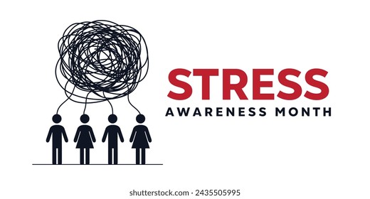 Stress Awareness Month. People who are under stress. Perfect for cards, banners, posters, social media and more. White background.