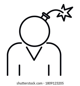Icono de la bomba de estrés. Icono del vector de bomba de estrés de contorno para diseño web aislado en fondo blanco
