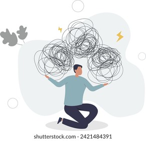 Stress burden, anxiety from work difficulty and overload, problem in economic crisis or pressure from too much responsibility concept,flat vector illustration.