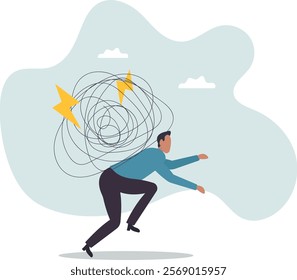 Stress burden, anxiety from work difficulty and overload, problem in economic crisis or pressure from too much responsibility .business concept.flat character.