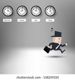 Stress business man racing against time