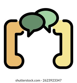 Stress call hot line icon. Outline stress call hot line vector icon color flat isolated