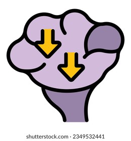 Vector de contorno de icono de calma de estrés. La salud medita. Color del cuerpo propio plano