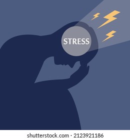 Stress concept. Depression and fear, emotional frustration. Mental disorder and pressure. Suffering from anxiety and pressure. Flat vector illustration