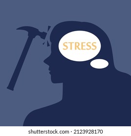 Stress concept. Depression and fear, emotional frustration. Mental disorder and pressure. Suffering from anxiety and pressure. Flat vector illustration