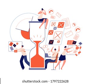 Stress deadline work. Office team characters, bad discipline and overtime. Frustrated emotional employee, late job abstract vector concept