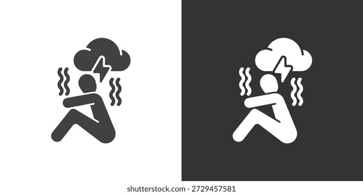 Icono de estrés y depresión. Icono de la serie de glifos sólidos