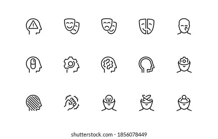 Stress, Depression and Mental Disorders Related Vector Icon Set