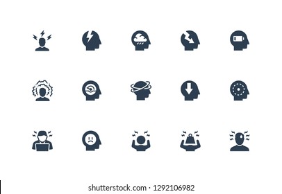 Stress and Depression Related Vector Icon Set. 48x48 Pixel Perfect