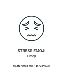 Stress emoji outline vector icon. Thin line black stress emoji icon, flat vector simple element illustration from editable emoji concept isolated on white background