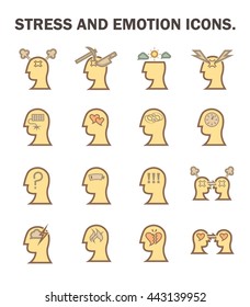 Stress and emotion vector icon set.