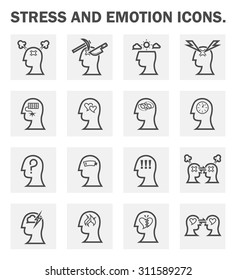 Stress and emotion vector icons sets design