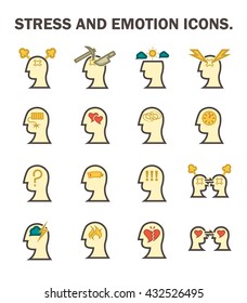 Stress and emotion vector icons sets design