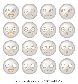 Stress emotional expression icon set