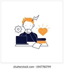 Stress flat icon. Scared about deadlines. Stressful situation, work. Anxiety. Procrastination concept. 3d vector illustration