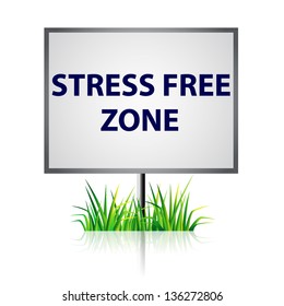 Stress free zone on white panel with grass