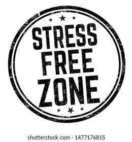 Stress free zone sign or stamp on white background, vector illustration