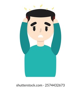 Stress and Headache Cartoon Illustration, 