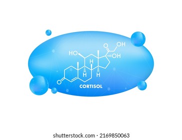 Stress Hormone, Cortisol Chemical Formula. Icon For Medical Design. Vector Illustration