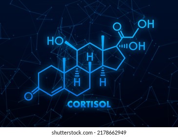 Stress Hormone, Cortisol Chemical Formula. Icon For Medical Design. Vector Illustration