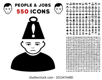 Stress icon with 550 bonus pity and happy jobs design elements. Vector illustration style is flat black iconic symbols.