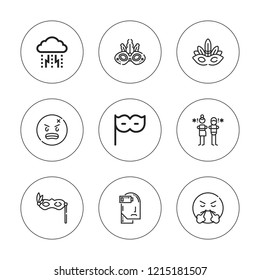Stress icon set. collection of 9 outline stress icons with angry, argument, depression, exhausted icons. editable icons.