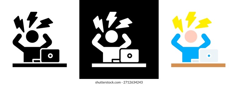 Conjunto de iconos de estrés Ilustración vectorial de glifos