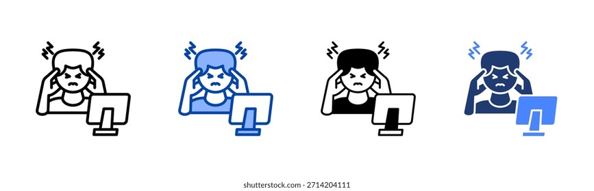 Stress icon set multiple style collection