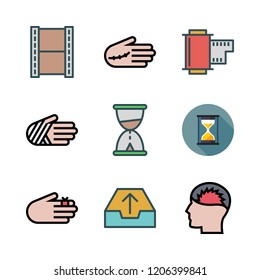 stress icon set. vector set about headache, negative, hourglass and injury icons set.