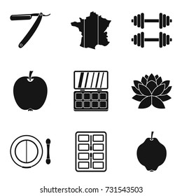Stress icons set. Simple set of 9 stress vector icons for web isolated on white background