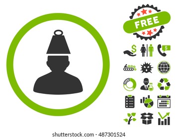 Stress Iron icon with free bonus clip art. Vector illustration style is flat iconic bicolor symbols, eco green and gray colors, white background.