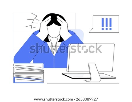 Stress isolated cartoon vector illustrations. Young woman is overloaded at work, stress and anxiety, nervous state, emotional issues, psychology and wellbeing problems vector cartoon.