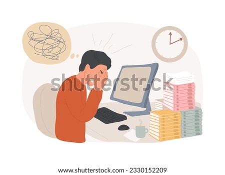 Stress isolated concept vector illustration. Acute mental disorder, work related anxiety, stress management technique, overworking, psychologist service, physical health risk vector concept.