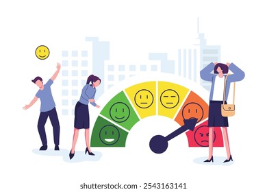Stress level, mood scale flat style illustration vector design