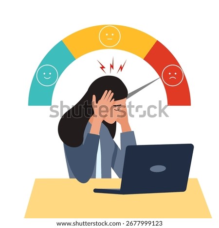 Stress level reduced with problem and pressure solving Emotional overload scene Concept of emotional overload, stress level, burnout, increased productivity, tiring, boring, positive, frustration