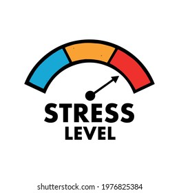 Stress Level scale with arrow indicator. Vector illustration showing an increase in anger and the level of stress and frustration. 