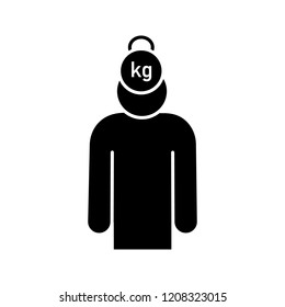 Stress and life problems glyph icon. Burden. Exhaustion and fatigue. Troubled and tired person. Burnout. Stress symptom. Silhouette symbol. Negative space. Vector isolated illustration