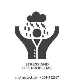Stress and Life Problems Glyph Vector Icon Isolated on the White Background.