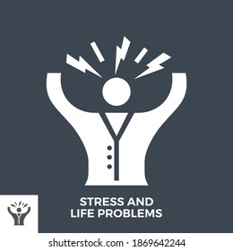 Stress and Life Problems Glyph Vector Icon Isolated on the Black Background.