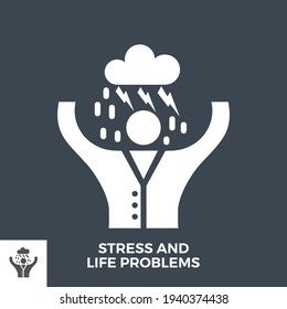 Stress and Life Problems Glyph Vector Icon Isolated on the Black Background.
