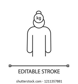 Stress and life problems linear icon. Burden. Thin line illustration. Exhaustion and fatigue. Troubled and tired person. Burnout. Contour symbol. Vector isolated outline drawing. Editable stroke
