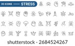 Stress line editable icon set. Linear icon collection. Editable stroke. Full vector. modern pictogram.