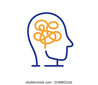 Stress line icon. Confused mind sign. Depression or Mental health symbol. Colorful thin line outline concept. Linear style stress icon. Editable stroke. Vector