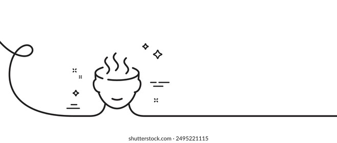 Stress line icon. Continuous one line with curl. Anxiety or Think worry sign. Mental health symbol. Stress single outline ribbon. Loop curve pattern. Vector