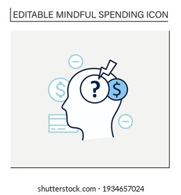 Stress line icon. Stressful situation from money lack. Poverty. Stressful situation. Disappointed. Mindful spending concept.Isolated vector illustration.Editable stroke