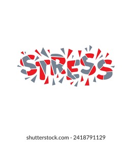 stress logo in cut letters. gray-red stress concept. stress logo