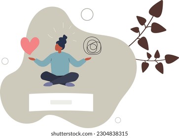 Stress management balance between work concentration and mental health, work life balance or meditation and relax.flat vector illustration.